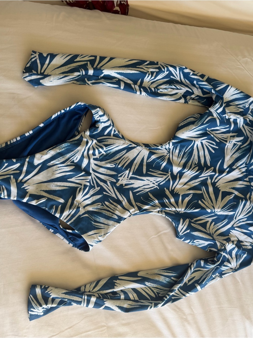 Jolyn Clothing Blue and White Long Sleeve One-Piece Swimsuit